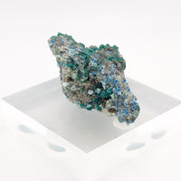 Druzy Quartz coated Dioptase over Shattuckite spheres in Quartz