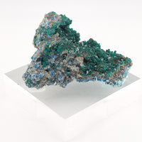 Druzy Quartz coated Dioptase over Shattuckite spheres in Quartz