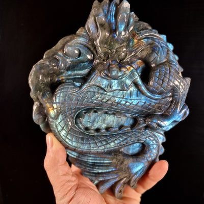 Beautiful Blue Labradorite Dragon Carving