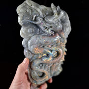 Beautiful Rainbow Labradorite Dragon Carving