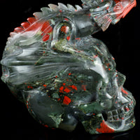 African Bloodstone Dragon on Skull