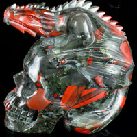 African Bloodstone Dragon on Skull